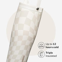 Load image into Gallery viewer, Corkcicle Go Cup XL - Leak-Proof Travel Tumbler - Triple Insulated Stainless Steel Water Bottle - Easy-Carry Handle - Summer Drinkware Gift - Keeps Drinks Ice Cold - 30 oz - Wavy Checkerboard, WavyCheckerboard_5510
