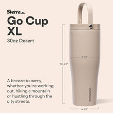 Load image into Gallery viewer, Corkcicle Go Cup XL - Leak-Proof Travel Tumbler - Triple Insulated Stainless Steel Water Bottle - Easy-Carry Handle - Summer Drinkware Gift - Keeps Drinks Ice Cold - 30 oz - Desert_5549
