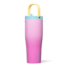Load image into Gallery viewer, Corkcicle Go Cup XL - Leak-Proof Travel Tumbler - Triple Insulated Stainless Steel Water Bottle - Easy-Carry Handle - Summer Drinkware Gift - Keeps Drinks Ice Cold - 30 oz - Pink Pop, PinkPop_1
