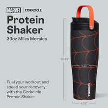 Load image into Gallery viewer, Corkcicle Protein Shaker - Built-In Agitator &amp; Fruit Strainer Lid - 30oz - Miles Morales, MilesMorales_5485
