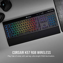 Load image into Gallery viewer, Corsair K57 RGB Wireless Gaming Keyboard - <1ms Response time with Slipstream Wireless - Connect with USB dongle, Bluetooth or Wired - Individually Backlit RGB Keys, Black_221
