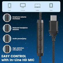 Load image into Gallery viewer, Cowyawn USB C Headphones Wired, Over Ear USB C Wired Headphones with Microphone, Volume Control, HD Stereo Sound, Foldable USB Type C Headphone for Adult/Teens/Laptop/Computer/iPhone 15/16/17, Black_5
