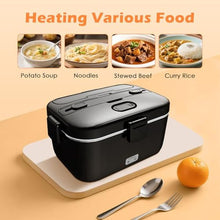 Load image into Gallery viewer, COZYEXPERT Electric-Lunch-Box-Heated-Food-Warmer 100W Heating Lunchbox for Adults 1.8L Portable Food Heater for Work/Car, 12V/24V/110-230V Lonchera Elctrica Porttil with Fork Spoon (Black)_1692
