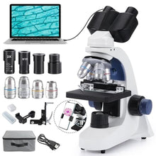 Load image into Gallery viewer, creahub Compound Binocular Microscope for Adults Students, 40X-2500X Lab Binocular Microscopes with 1.3 MP USB Eyepiece Camera, 100X Oil Immersion Objectives and Microscope Slide Set_1
