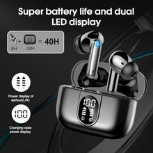 Load image into Gallery viewer, Csasan Wireless Earbuds Bluetooth 5.3 Headphones, 40H Playtime in-Ear Earphones, Mini Bluetooth Earbuds with ENC Noise Cancelling Mic, Deep Bass Stereo Ear Buds, LED Display, IPX7 Waterproof Earphones, Black_4670
