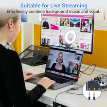 Load image into Gallery viewer, Cubilux USB C to 3.5mm Adapter for Live Streaming/Recording, USB C to TRRS Microphone Splitter for Laptop, Recording Adapter with Line-in &amp; Mic-in &amp; 3.5 Headphone Out-Suitable for Laptop/PC, Black_351
