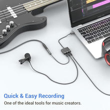 Load image into Gallery viewer, Cubilux USB C to 3.5mm Adapter for Live Streaming/Recording, USB C to TRRS Microphone Splitter for Laptop, Recording Adapter with Line-in &amp; Mic-in &amp; 3.5 Headphone Out-Suitable for Laptop/PC, Black_353
