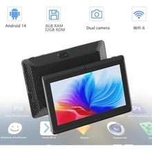 Load image into Gallery viewer, CUPEISI Tablet Android 14, 7 inch Tablet with Case, 8GB RAM+32GB ROM/ 1TB Expandable Tableta, 1.6Ghz Quad-core Processor Computer, 1024 * 600 IPS 7'' HD Touch Screen, 5MP Camera, WiFi, Game, Bluetooth, Black_1044
