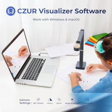 Load image into Gallery viewer, CZUR Fancy S Pro USB Document Camera for Teacher, 12MP 4K Webcam with Microphone and LED Light, Up to 60fps, Auto Focus, for Remote Teaching, Web Conference, for Mac and Windows, Black_3447
