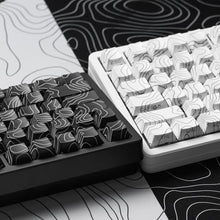 Load image into Gallery viewer, dagaladoo Black Topographic keycaps Double Shot PBT keycaps Shine Through Keyboard Keys Side Printed Key caps Cherry Profile Custom keycap Set for100%, 75%, 65%, 60% US Layout Mechanical Keyboard_1849
