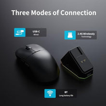 Load image into Gallery viewer, DAIDAI AJ159PRO 8Khz Bluetooth/2.4G/Wired 56G Lightweight Gaming Mouse with Magnetic Charging Dock, PAW3395 Sensor 26KDPI, Huanuo 100 Million Click, 100% ETFE Foot Pad &amp; 8Khz Receiver, AJProBlack_6014
