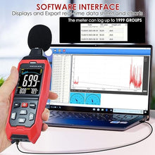 Load image into Gallery viewer, Decibel Meter Data Logger Digital Sound Level Meter with Alarm, A/C/Z Weighting dB SPL Meter 30~130dB, 1999 Data Record, Noise Measure Device with Data Hold Backlight for Home, Factory, Classroom, DATALOGGINGWITHALARMTEMPMETERFUNCTION_7443
