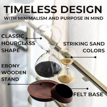 Load image into Gallery viewer, Decorative Hourglass Sand Timer Set - Includes 25 and 5 Minute Sandglass Pomodoro Timers with Wooden Bases - Time Management Productivity Tool - Gift for Home Office Desk, Clear_805
