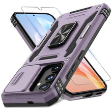 Load image into Gallery viewer, DEERLAMN Case for Samsung Galaxy S24 6.2-Inch with Slide Camera Cover+Screen Protector(1 Pack), Rotated Ring Kickstand Military Grade Shockproof Protective Cover-Deep Purple, DeepPurple_1
