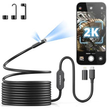 Load image into Gallery viewer, DEPSTECH 2K Endoscope Camera with Light, Dual Lens 2560P Phone Borescope, Black_1
