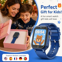 Load image into Gallery viewer, DERUI 1.54 Inches Kids Smart Watch for Boys Girls, 26 Puzzle Games, Smartwatch with Camera, Pedometer, Video Voice Music Player Learning Card, Birthday Gift for 3-12 Years Children (Blue), DEBlue_4711
