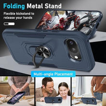 Load image into Gallery viewer, Designed for Google Pixel 9a Case Built in Metal Ring Holder Navy Blue, NavyBlue_1533
