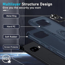 Load image into Gallery viewer, Designed for Google Pixel 9a Case Built in Metal Ring Holder Navy Blue, NavyBlue_1534
