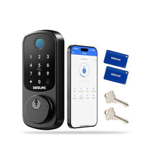 Load image into Gallery viewer, DESLOC B200 Fingerprint Smart Door Lock with App Control, Keyless Entry Deadbolt for Front Door, Auto Lock, Touchscreen Keypad, 8 Unlock Methods, USB-C Backup Power, 12-Month Battery, BHMA Grade3, Black_1
