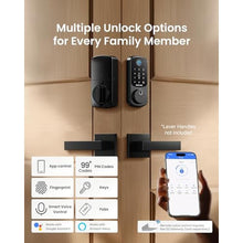 Load image into Gallery viewer, DESLOC B200 Fingerprint Smart Door Lock with App Control, Keyless Entry Deadbolt for Front Door, Auto Lock, Touchscreen Keypad, 8 Unlock Methods, USB-C Backup Power, 12-Month Battery, BHMA Grade3, Black_5329
