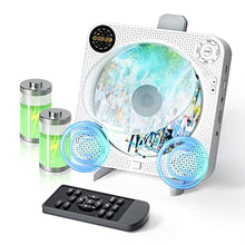 Load image into Gallery viewer, Desobry Portable Bluetooth CD Player with Speakers Wall CD Player for Home with Remote Control FM Radio Digital Screen Headphone Jack Support AUX, White_1
