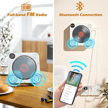 Load image into Gallery viewer, Desobry Portable Bluetooth CD Player with Speakers Wall CD Player for Home with Remote Control FM Radio Digital Screen Headphone Jack Support AUX, White_6821

