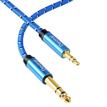 Load image into Gallery viewer, Devinal 1/4 inch to 3.5mm Stereo Cable, 3.5mm to 1/4 TRS Adapter Cable, aux to Quarter inch Cord Lead with Extra Durable Nylon Braid Gold Plated 10 Feet 3 Meter, BlueMFT_1
