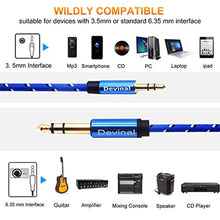 Load image into Gallery viewer, Devinal 1/4 inch to 3.5mm Stereo Cable, 3.5mm to 1/4 TRS Adapter Cable, aux to Quarter inch Cord Lead with Extra Durable Nylon Braid Gold Plated 10 Feet 3 Meter, BlueMFT_626
