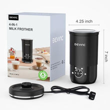 Load image into Gallery viewer, DEVINC Milk Frother, 4-in-1 Milk Frother and Steamer, Hot and Cold Foam Maker and Milk Warmer with Auto Shut-Off, Electric Frother for Coffee, Latte, Cappuccino, Matcha, Black_5725
