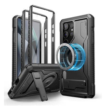 Load image into Gallery viewer, Dexnor Magnetic Case for Samsung Galaxy S24 Ultra Case, Compatible with Magsafe, 2 Front Frames &amp; Built-in Screen Protector, Bumper Rugged Shockproof Full-Body Protective Cover with Kickstand,Black_1
