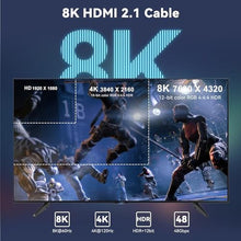 Load image into Gallery viewer, DGHUMEN 8K Fiber Optic HDMI Cable 50FT, HDMI 2.1, 48Gbps Ultra High Speed, 8K@60Hz 4K@120Hz, Unidirectional Active HDMI Cord (50FT), Black_4567
