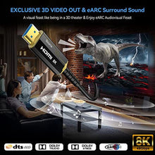Load image into Gallery viewer, DGHUMEN 8K Fiber Optic HDMI Cables 10Ft, 48Gbps Ultra High Speed HDMI 2.1 Cable, 8K@60Hz 4K@120Hz, Compatible for PlayStation 5 PC HDTV, Male-to-MaleGold Plated Connector, Black_4585
