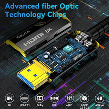 Load image into Gallery viewer, DGHUMEN Fiber Optic HDMI Cable 6.6FT/2M, Certified Ultra High Speed HDMI 2.1 Cable 8K@60 4K@120Hz HDR10 HDCP 2.2&amp;2.3, Compatible with Xbox/PS5/PS4, UHD TV, Blu-ray, Gold Plated Connector HDMI Cord, Black_4732
