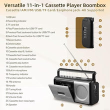 Load image into Gallery viewer, DGXWLLW Cassette Player Boombox with AM/FM Radio, Tape Recorder, AC/Battery_2472
