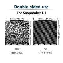 Load image into Gallery viewer, Diamond+Carbon U1 Build Plate for Snapmaker U1 3D Printer, 276x293mm Dual-Sided PEO PET Magnetic Spring Steel Bed U1 Plate, High-Temp Resistant Printing Surface for Snapmaker U1 3D Printer Accesseries, PEOPET_2164

