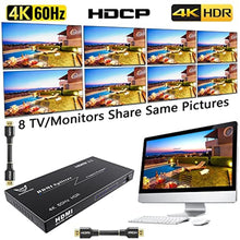 Load image into Gallery viewer, DiamondTiger 4K@60Hz HDMI Splitter 1 in 8 Out, 1x8 HDMI 2.0b Hub Powered Switcher with EDID Auto Video Scaling, 18Gbps HDCP 2.2, 3D HDR Atmos Audio Video Sync for PS5/PC/TV/Projector_6857
