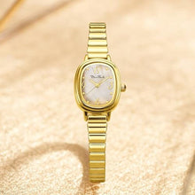 Load image into Gallery viewer, Diaofendi Petite Women's Easy Reader Analog Watch, Rectangular Watch, Stainless Steel Expansion Band, Water-Resistant (Gold-Black Shell), GoldBlackShell_1210
