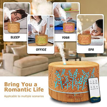 Load image into Gallery viewer, Diffusers for Essential Oils Large Room 600ml,Essential Oil Diffusers for Home with R/C,Cool Mist Humidifier,7 Colors Lights &amp; 3 Mist Mode Waterless Auto Off for Office_844
