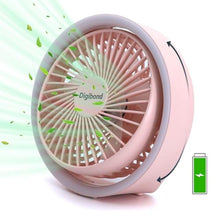 Load image into Gallery viewer, Digibond Pink Desk Fan, Small Quiet with Ambient Light/Hook Portable USB Fan 5.3in High Power 3000mAH Rechargeable Battery Operate 3 Speed 180Rotated Easy Clean, PinkmAh_1
