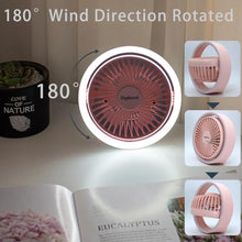 Load image into Gallery viewer, Digibond Pink Desk Fan, Small Quiet with Ambient Light/Hook Portable USB Fan 5.3in High Power 3000mAH Rechargeable Battery Operate 3 Speed 180Rotated Easy Clean, PinkmAh_6392
