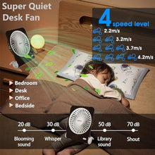Load image into Gallery viewer, Digibond Rechargeable Desk Fan Quiet and Small 225 Rotated Small USB Fan for Home, DarkWoodGrainmAh_6342
