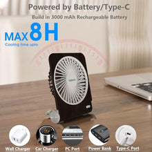 Load image into Gallery viewer, Digibond Rechargeable Desk Fan Quiet and Small 225 Rotated Small USB Fan for Home, DarkWoodGrainmAh_6343
