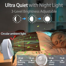 Load image into Gallery viewer, Digibond Small Desk Fan, Ultra Quite USB Fan Portable 3000mAh Rechargeable Battery Operate, High Power 3 Speed 5.3in With Ambient Light/Hook 180Rotated Easy Clean (White), WhitemAh_6426
