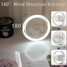 Load image into Gallery viewer, Digibond Small Desk Fan, Ultra Quite USB Fan Portable 3000mAh Rechargeable Battery Operate, High Power 3 Speed 5.3in With Ambient Light/Hook 180Rotated Easy Clean (White), WhitemAh_6427
