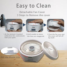 Load image into Gallery viewer, Digibond Small Desk Fan, Ultra Quite USB Fan Portable 3000mAh Rechargeable Battery Operate, High Power 3 Speed 5.3in With Ambient Light/Hook 180Rotated Easy Clean (White), WhitemAh_6428
