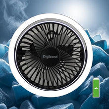 Load image into Gallery viewer, Digibond Small Fan, High Power Silent Desk Fan Portable USB Fan 2000mAh Rechargeable Battery Powered, 3 Speed 5.3in with Night Light/Hook,180Rotated Easy Clean (Black), BlackmAh_1
