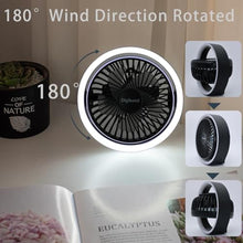 Load image into Gallery viewer, Digibond Small Fan, High Power Silent Desk Fan Portable USB Fan 2000mAh Rechargeable Battery Powered, 3 Speed 5.3in with Night Light/Hook,180Rotated Easy Clean (Black), BlackmAh_6388
