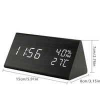 Load image into Gallery viewer, Digital Alarm Clock, Wooden Alarm Clock with Electronic LED Time Display, Humidity &amp; Temperature Detect 3 Alarm Settings 3 Level Brightness Electric Clock for Bedroom Bedside Desk (Black Wood), BlackWood_7780
