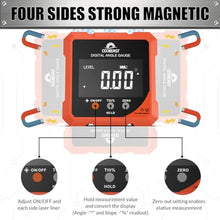 Load image into Gallery viewer, Digital Angle Finder with Laser, 4-side Magnetic Digital Angle Gauge, Rechargeable Mini Digital Laser Level Measuring Tool Cube Inclinometer with Backlight for Woodworking Tablesaw Gift for Men Orange_1138
