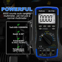 Load image into Gallery viewer, Digital Automotive Multimeter, TRMS 6000 Numbers Multi Tester Volt Amp Ohm Meter Measure Stop Angle Pulse Width Tach Temperature Duty Cycle Continuity Voltage Current Resistance, AutomotiveMultimeterK_7049
